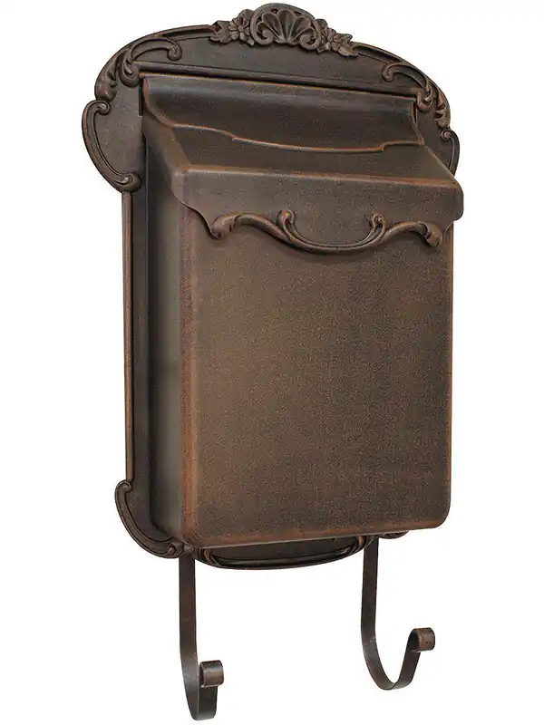 No Minimum Order Scroll Design Cast-Aluminum Vertical Mailbox - Copper