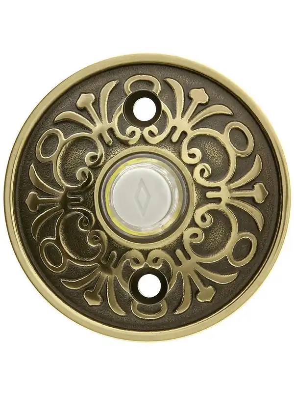 Lancaster Door Bell Button In Forged Brass - Antique Brass Seasonal Sale