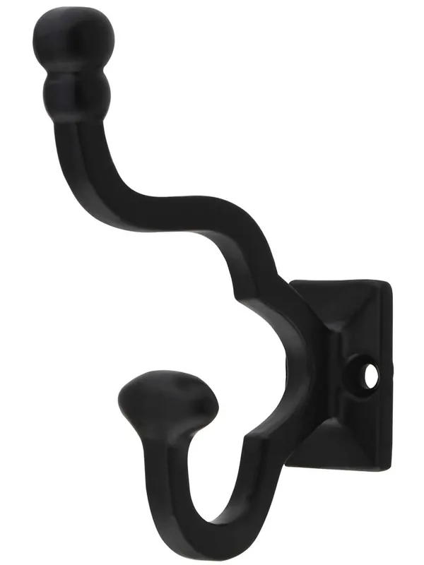 Modern Small Traditional Cast-Iron Hook - Matte Black