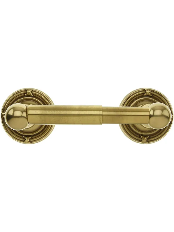 Brass Toilet-Paper Holder with Ribbon and Reed Rosettes - Antique Brass Premium