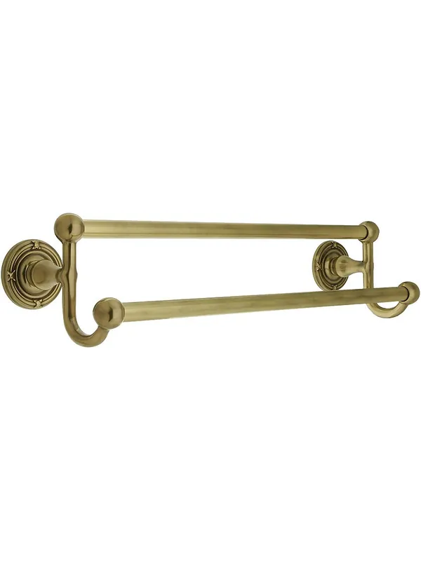 Brass Double Towel Bar with Ribbon and Reed Rosettes - Antique Brass - 24" Don’t Miss Out