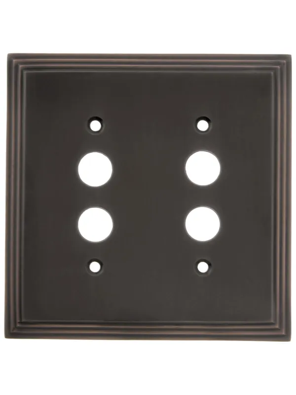 Best Seller Mid-Century Push Button Switch Plate - Double Gang - Oil-Rubbed Bronze