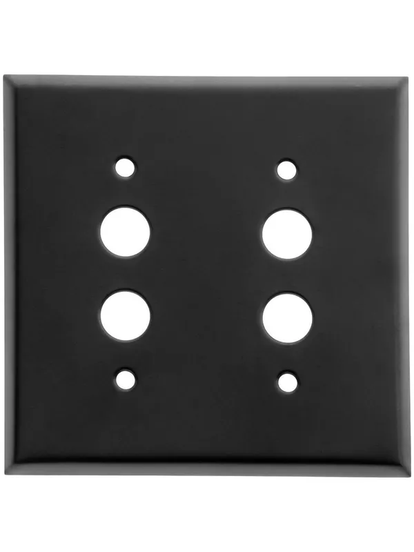 Price Drop Classic Double Gang Push Button Switch Plate In Pressed Brass or Steel - Matte Black