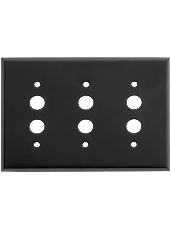 Classic Triple Gang Push Button Switch Plate In Pressed Brass or Steel - Matte Black Editor’s Pick