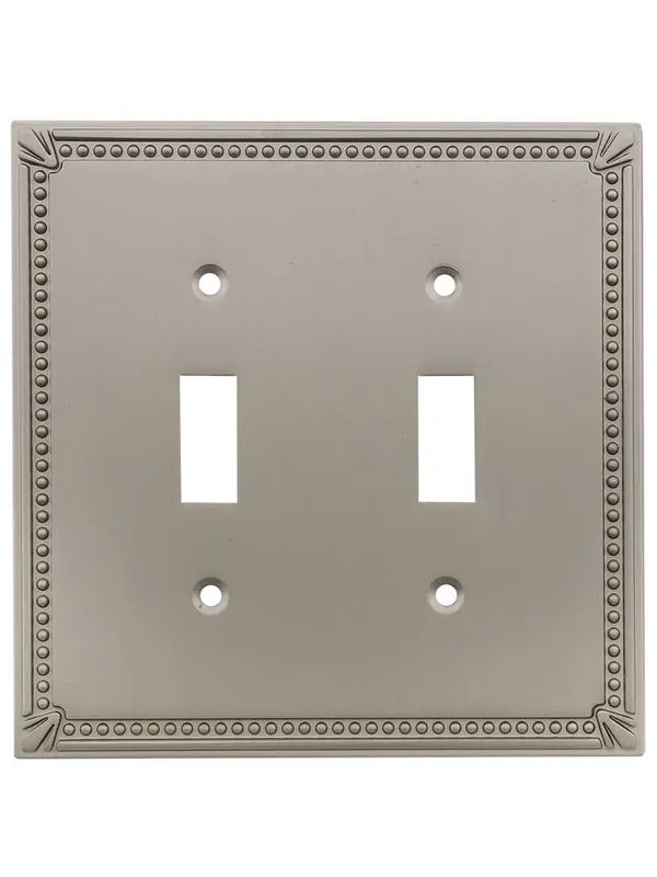 Big Sale Imperial Bead Double Toggle Switch Plate - Brushed Nickel
