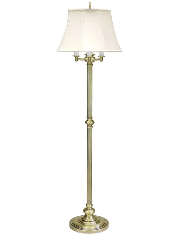 Buy Today Newport Six-Way Floor Lamp with Fluted Column - Antique Brass