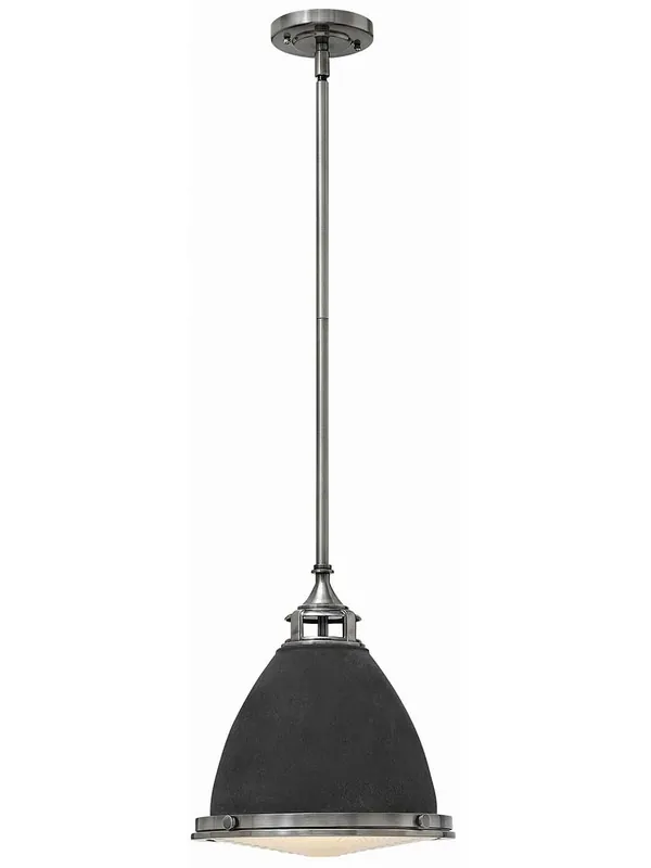 Amelia Large Stem Pendant with Metal Shade - Aged Zinc Express Delivery