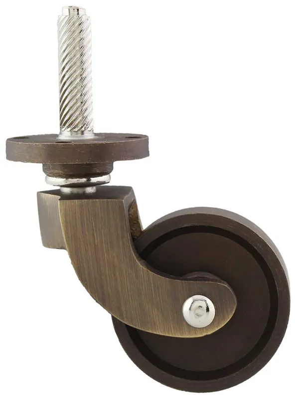 Solid Brass Stem-and-Plate Caster with 1 3/8" Brass Wheel - Antique Brass Wholesale