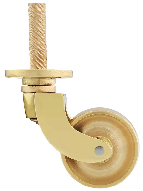 Flash Sale Solid Brass English-Style Caster with 1 1/4" Brass Wheel - Un-Lacquered Brass