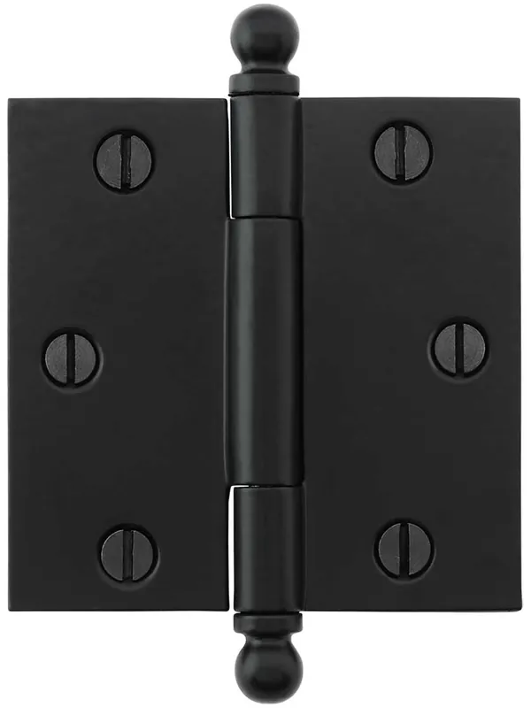 Get Yours 3 1/2-Inch Cast Iron Door Hinge With Ball Finials in Matte Black - Matte Black - https://schema.org/In Stock