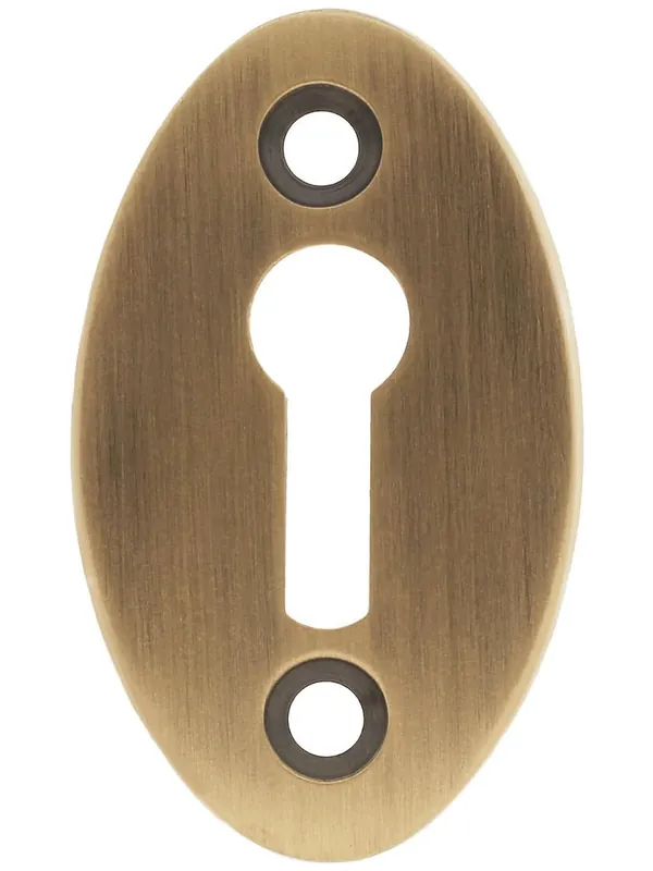 Plain Keyhole Cover - 1 7/8 x 1 1/8" - Antique Brass While Supplies Last