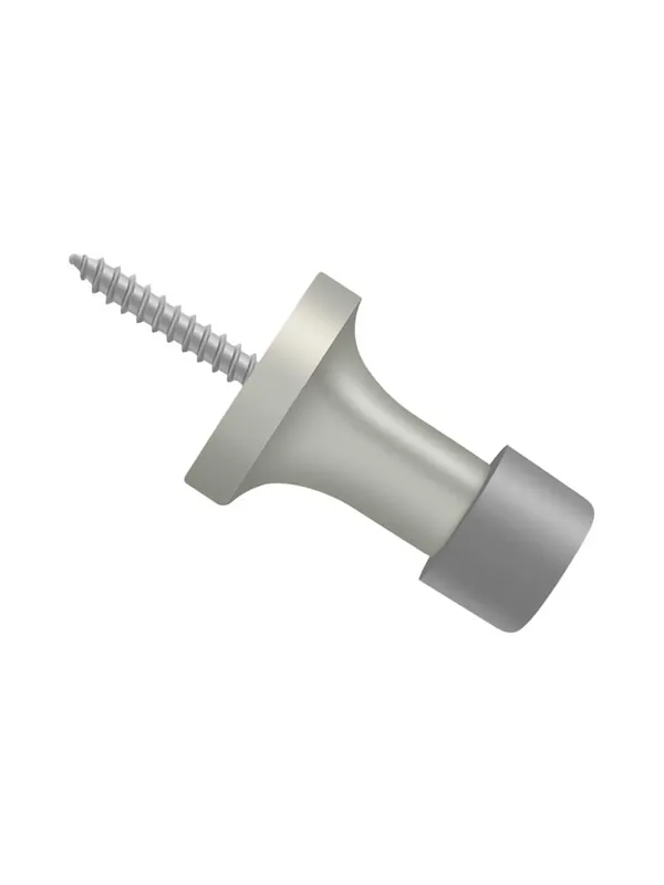 1 1/2" Modern Baseboard Door Stop with Bumper - Satin Nickel Special Discount