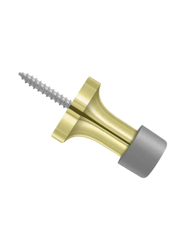 Weekend Sale 1 1/2" Modern Baseboard Door Stop with Bumper - Polished Brass
