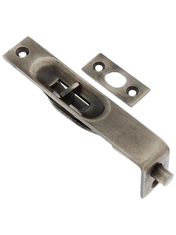 4" Flush Mounted Door Bolt In Solid Brass - Antique Pewter No Minimum Order