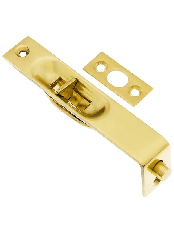 4" Flush Mounted Door Bolt In Solid Brass - Polished Brass High Quality
