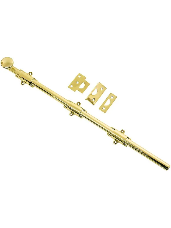 18" Traditional Style Surface Door Bolt In Solid Brass - Polished Brass Genuine