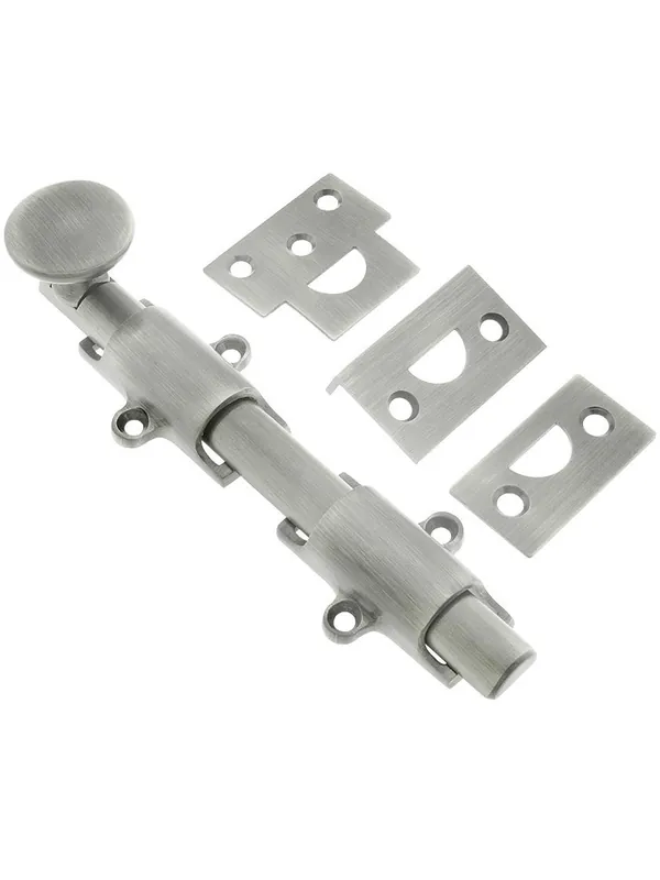 6" Traditional Style Surface Door Bolt In Solid Brass - Satin Nickel Weekend Sale