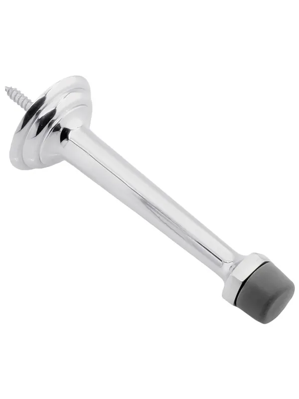 One Day Deal 3 3/4" Stepped Base Door Stop With Dark Grey Tip - Polished Chrome