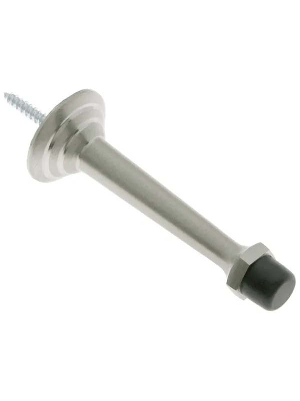 Price Drop 3 3/4" Stepped Base Door Stop With Dark Grey Tip - Satin Nickel