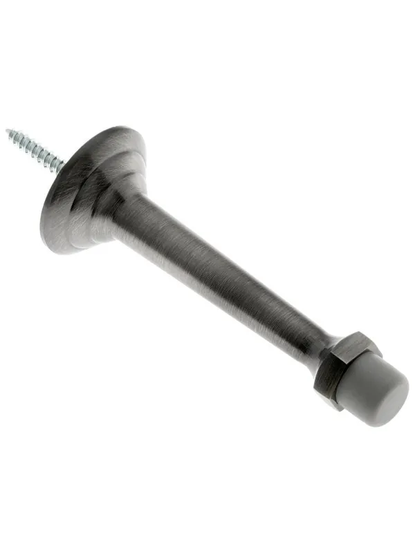 3 3/4" Stepped Base Door Stop With Dark Grey Tip - Antique Pewter Fresh Stock