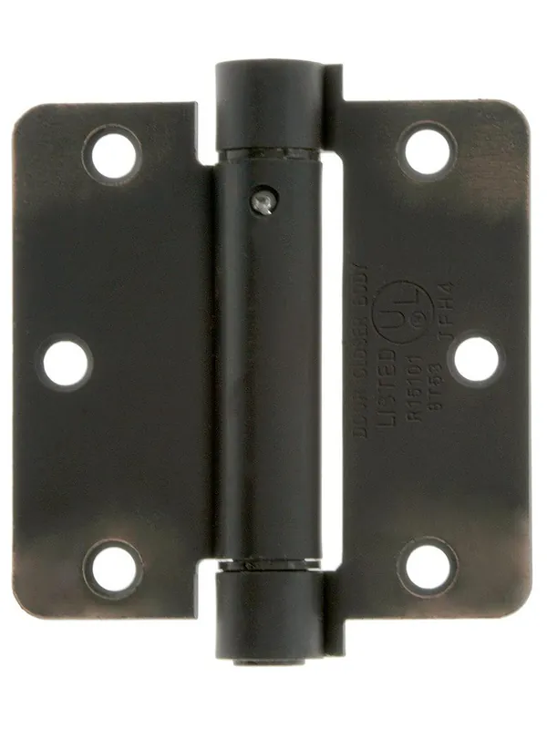 3 1/2-Inch Single Action Spring Hinge With 1/4-Inch Radius Corners - Oil-Rubbed Bronze Crafted