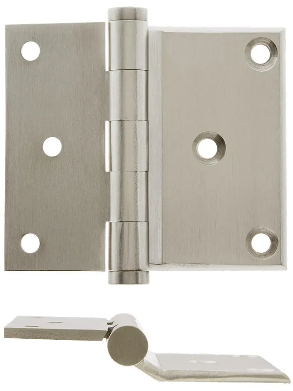 3" Solid Brass Half-Surface Door Hinge With 3/8" Offset - Satin Nickel Limited Offer