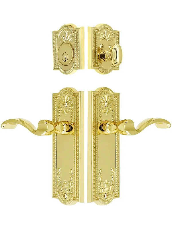 Reduced Price Grandeur "Parthenon" Entrance Door Set With Portofino Levers - PVD - 2 3/4" backset