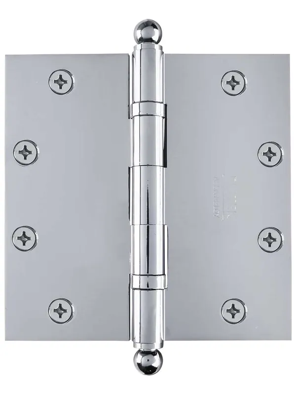 5" Solid Brass Ball-Bearing Door Hinge with Ball Tips - Polished Chrome - https://schema.org/In Stock Reduced Price