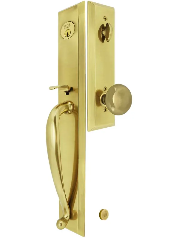 Worldwide Shipping Jefferson Tubular Entry Handleset with Choice of Interior Knob - Antique Brass - 2 3/4" backset
