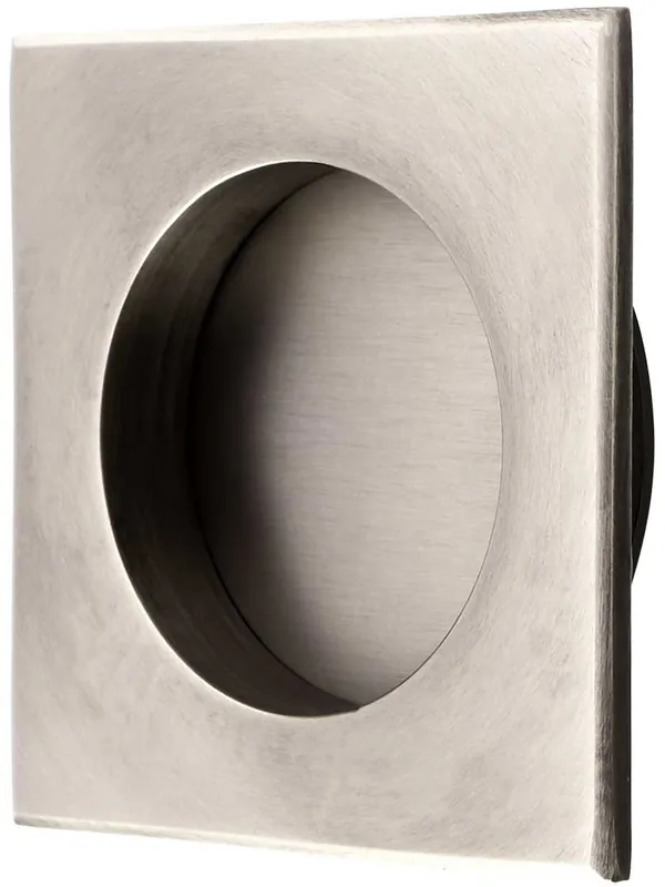 Square Pocket-Door Flush Pull with Round Bore - Antique Pewter Final Sale