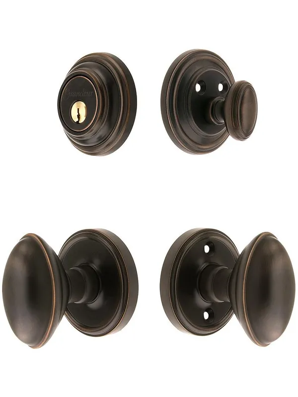 Modern Grandeur "Georgetown" Entry Door Set With Eden Prairie Knobs - Oil-Rubbed Bronze - 2 3/8" backset