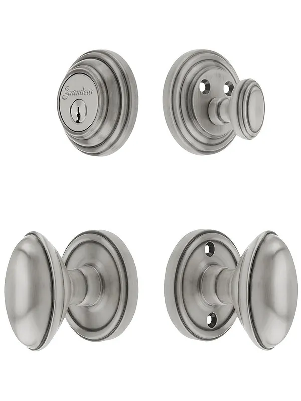 Grandeur "Georgetown" Entry Door Set With Eden Prairie Knobs - Antique Pewter - 2 3/4" backset High Quality