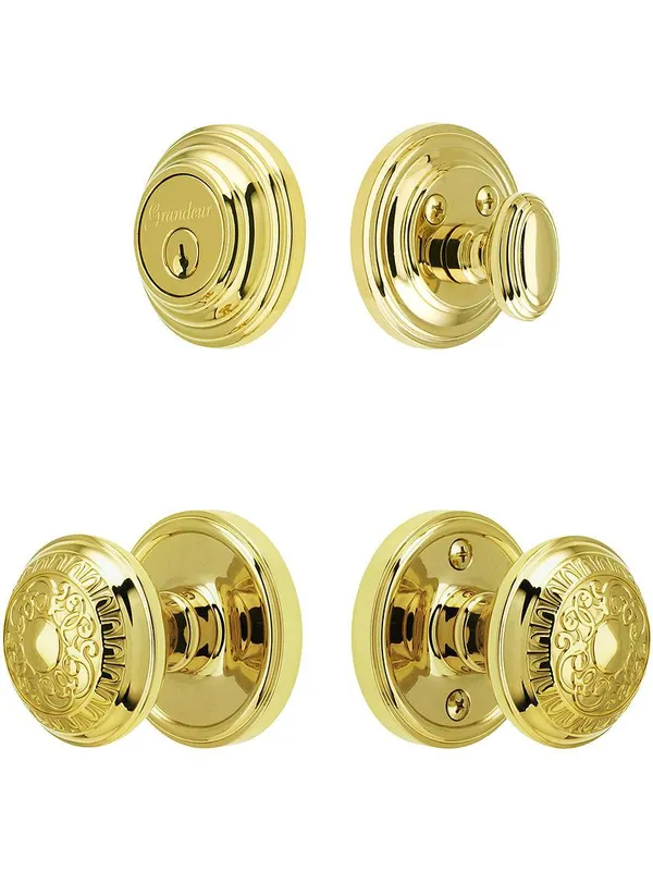 Top Pick Grandeur "Georgetown" Entry Door Set With Windsor Knobs - PVD - 2 3/4" backset