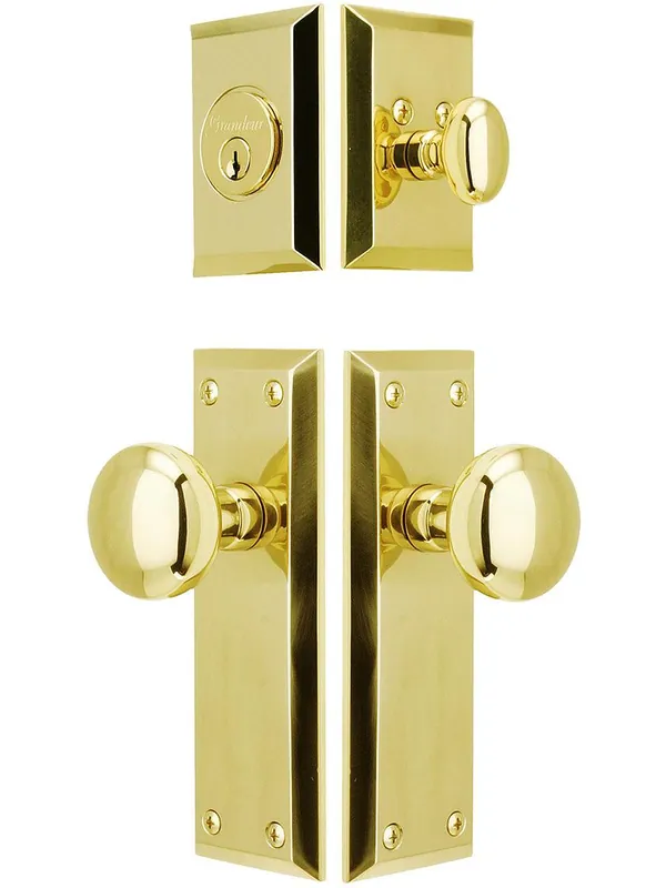 Budget Grandeur "Fifth Avenue" Entry Set With Fifth Avenue Knobs - PVD - 2 3/4" backset