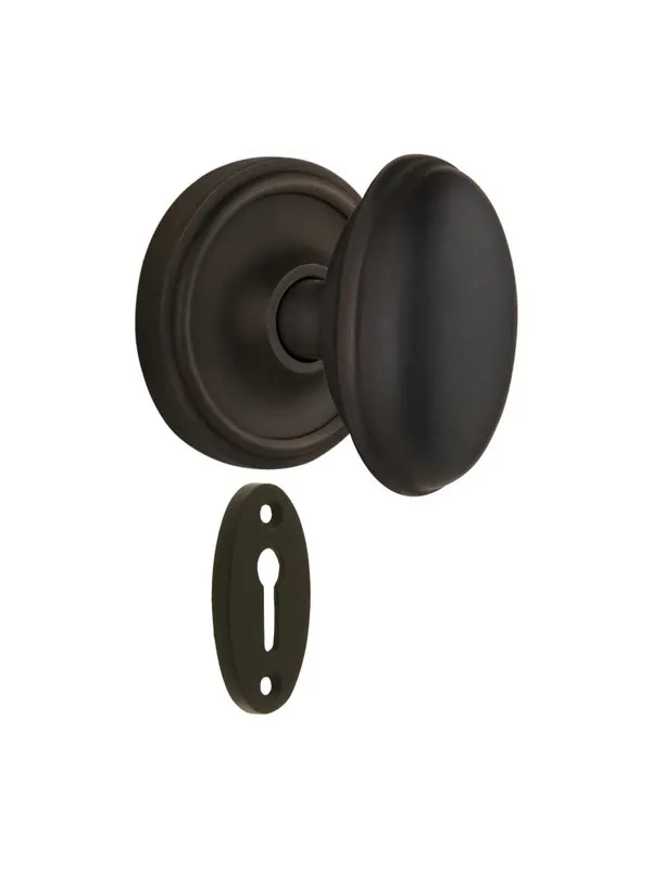 Classic Rosette Mortise-Lock Set with Homestead Knobs - Oil-Rubbed Bronze Shop Now