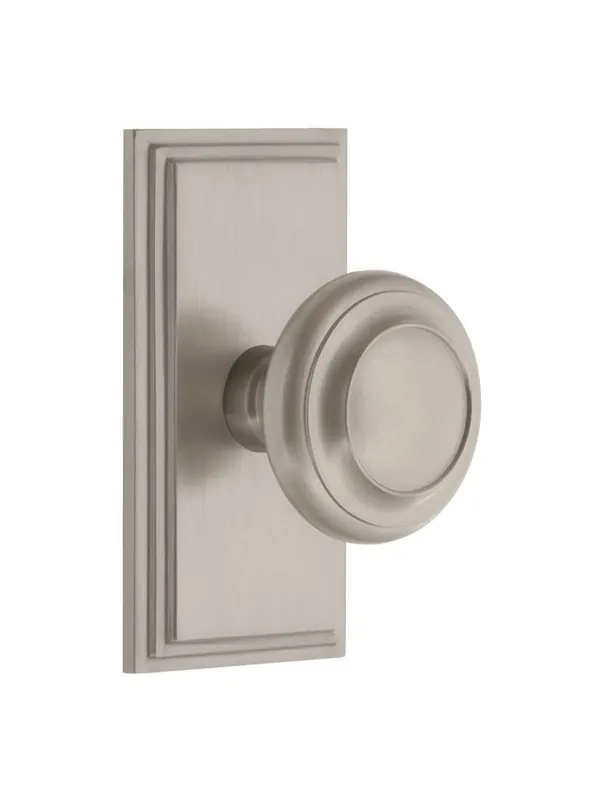 Trusted Brand Grandeur Carre Rosette Door Set with Circulaire Knobs - Satin Nickel - Double Dummy