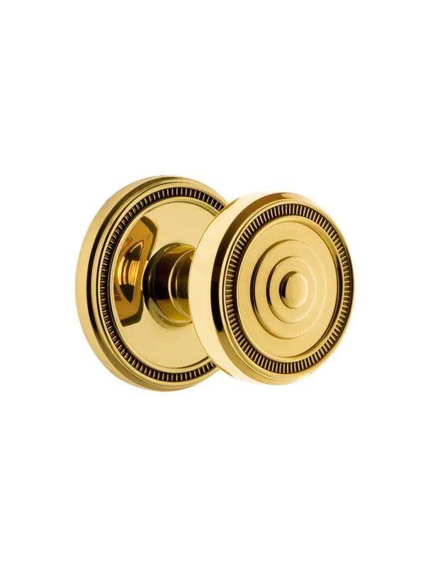 Grandeur Soleil Rosette Door Set with Soleil Knobs - Polished Brass - Passage - 2 3/4 Direct From Factory
