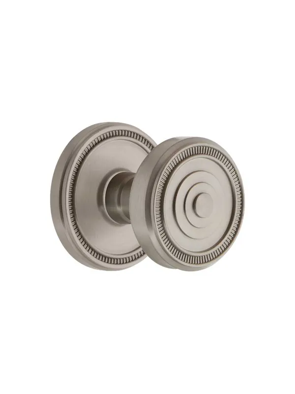 Grandeur Soleil Rosette Door Set with Soleil Knobs - Satin Nickel - Passage - 2 3/8 Luxury