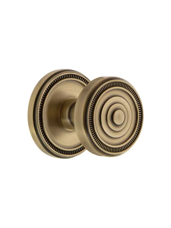 Grandeur Soleil Rosette Door Set with Soleil Knobs - Antique Brass - Privacy - 2 3/4 Best Choice