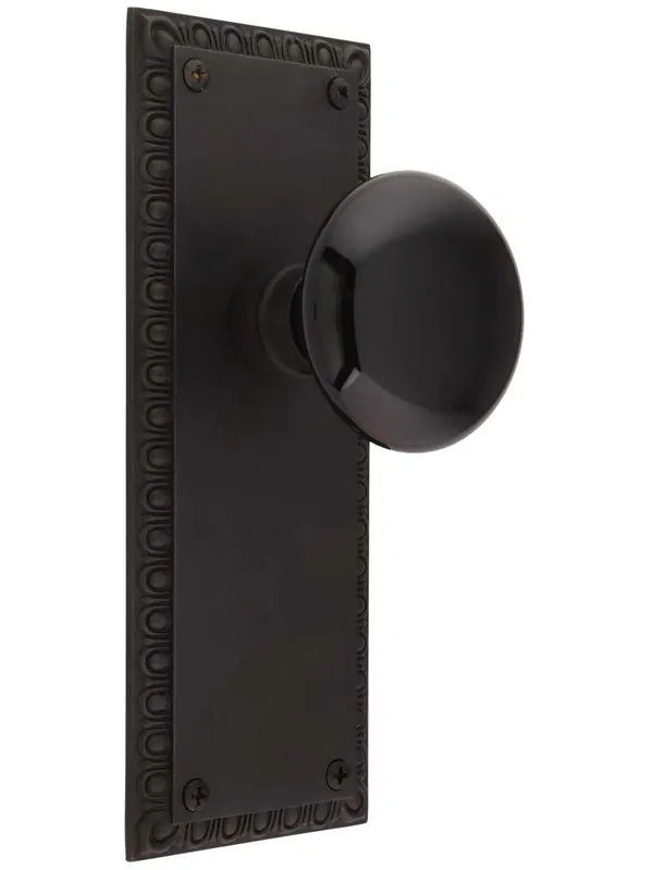 Special Offer Ovolo Door Set with Black Porcelain Knobs - Oil-Rubbed Bronze - Privacy - 2 3/8