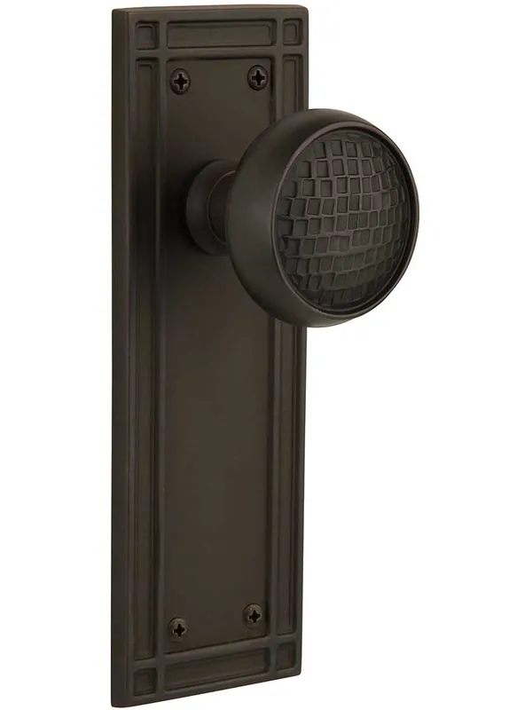 Mission Door Set with Craftsman Knobs - Oil-Rubbed Bronze - Privacy - 2 3/4 Instant Buy