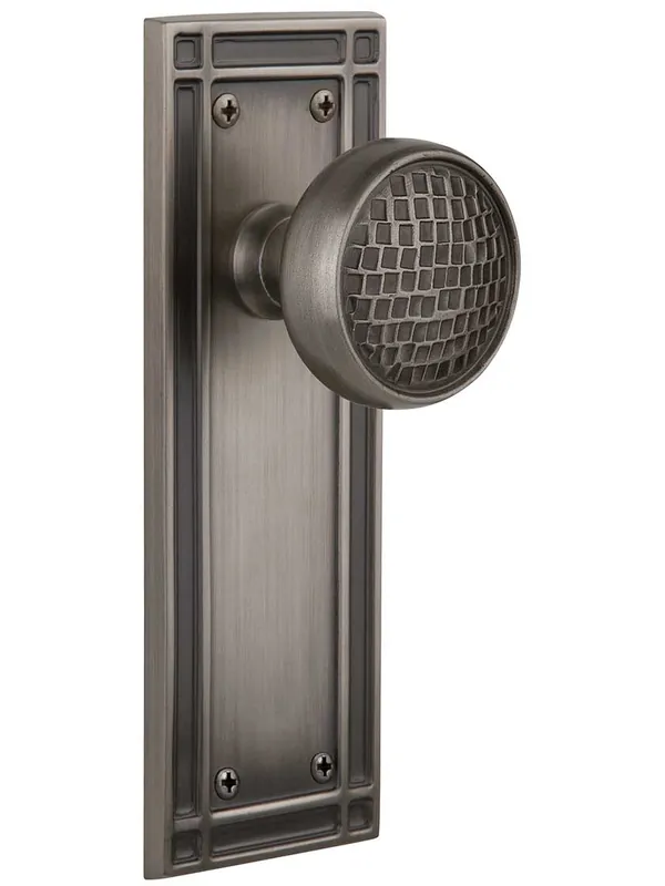Mission Door Set with Craftsman Knobs - Antique Pewter - Single Dummy Discount