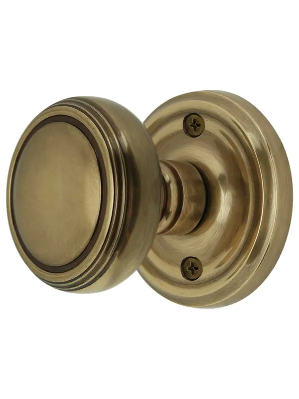 One Day Deal Classic Rosette Door Set with Norwich Knobs - Antique Brass - Passage - 2 3/8
