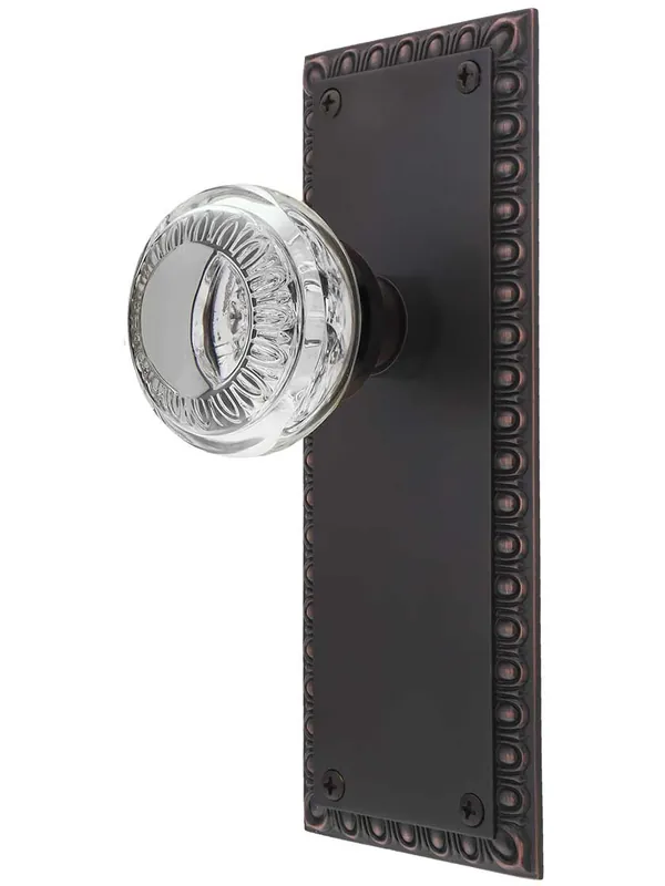 Price Drop Ovolo Door Set with Ovolo Crystal-Glass Knobs - Timeless Bronze - Double Dummy