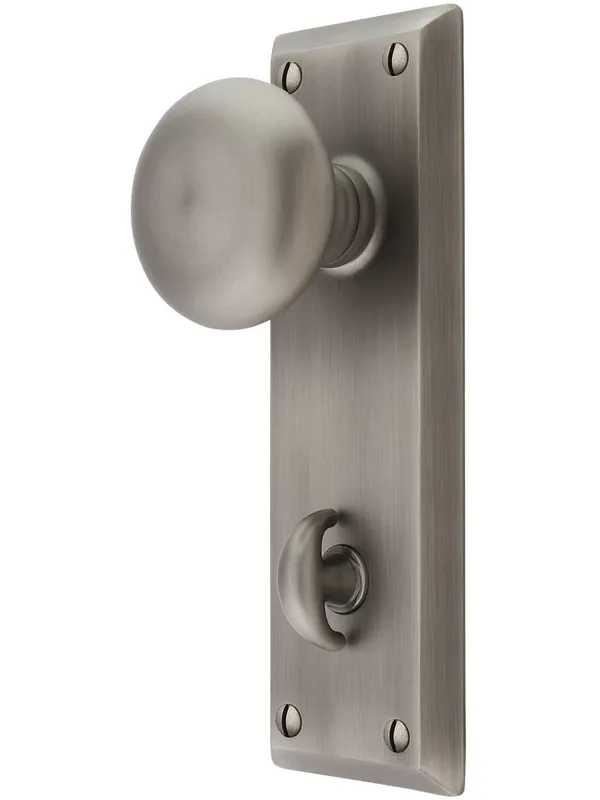 Free Delivery Quincy Thumb-Turn Privacy Door Set with Providence Knobs - Antique Pewter - 2 3/8" backset