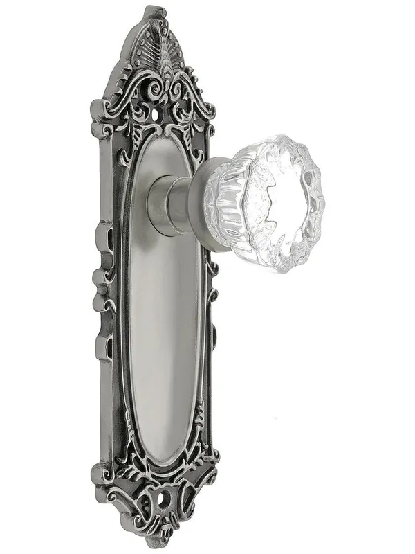 Largo Design Door Set With Fluted Crystal Glass Door Knobs - Antique Pewter - Passage - 2 3/8 Super Sale