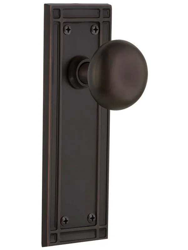 Order Now Mission Door Set with Classic Round Knobs - Timeless Bronze - Privacy - 2 3/4