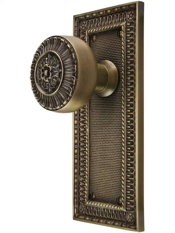 Instant Buy Pisano-Design Door Set with Matching Knobs - Antique Brass - Double Dummy