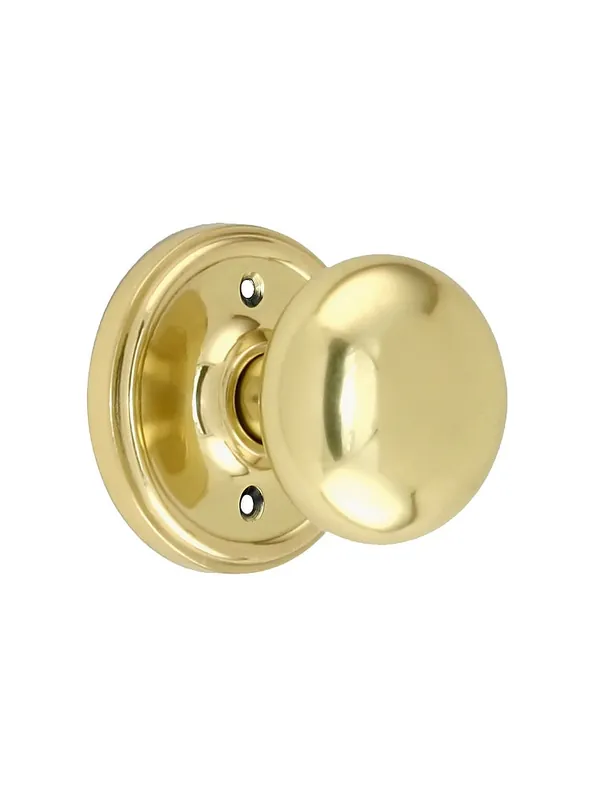 Limited Offer Classic Rosette Door Set With Solid Brass Door Knobs - Un-Lacquered Brass - Privacy - 2 3/8