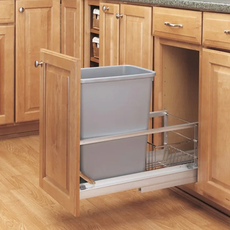 Single 35 Quart Pull-Out Waste Container, Metallic Silver (5349-15DM-117) Buy Direct